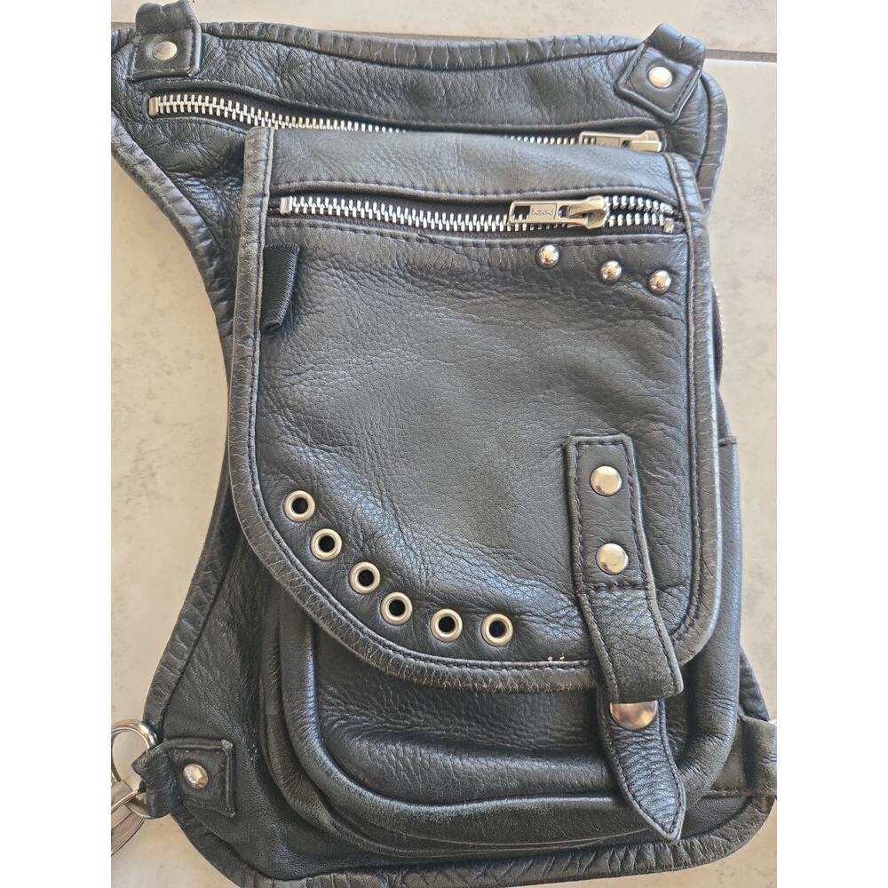 Steampunk Waist Bag Leather Motorcycle Waist Shoulder Bag Satchels Leg Hip Pack - Picture 2 of 7